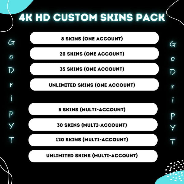 HD 4k Quality Custom Skins Pack
